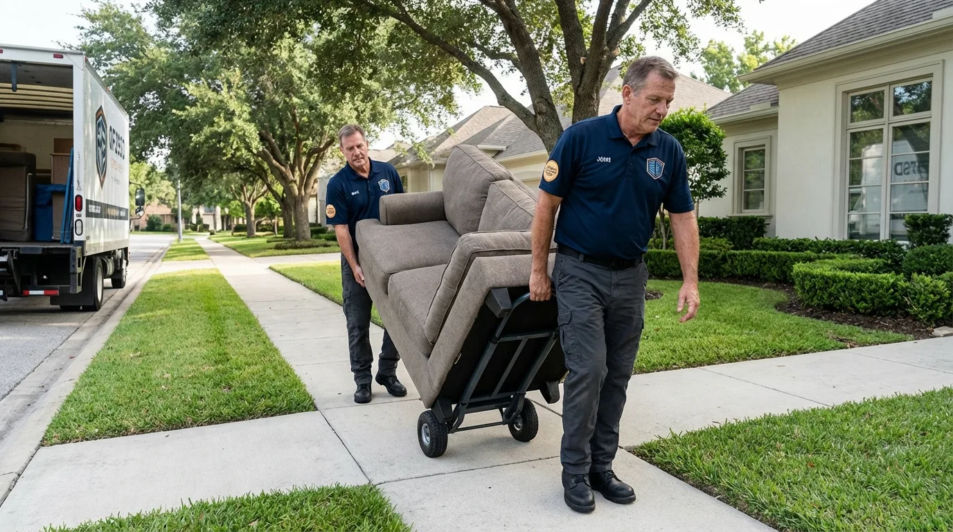 Local residential moving crew loading furniture in Floral Park, NY